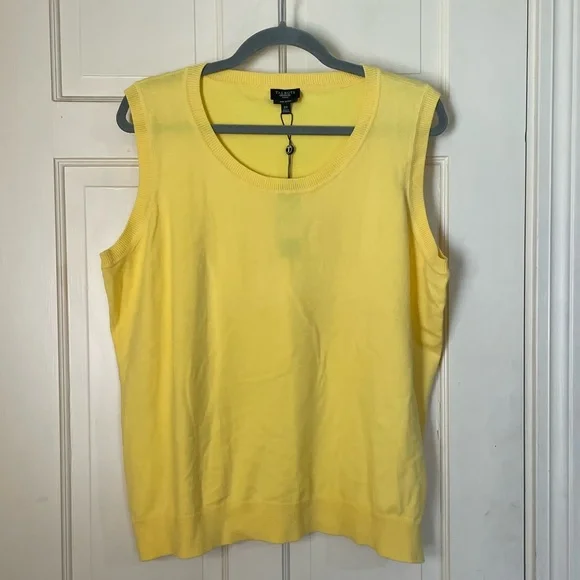Talbots Sweater Vest Womens Yellow Pima Cotton Sleeveless Size 2X NWT - Picture 7 of 7